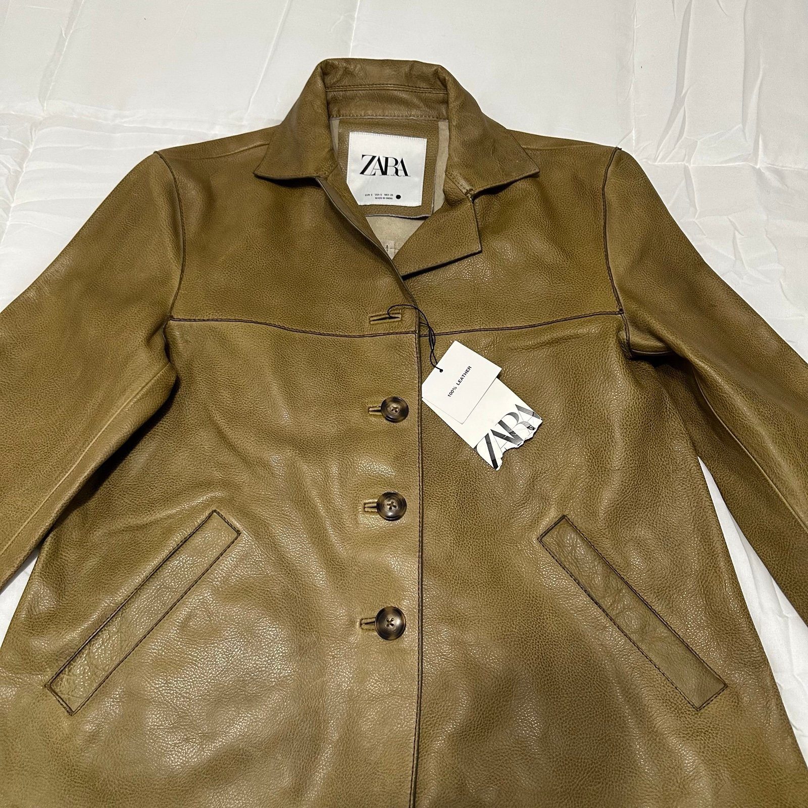 ZARA Straight Cut 100% Leather Jacket S