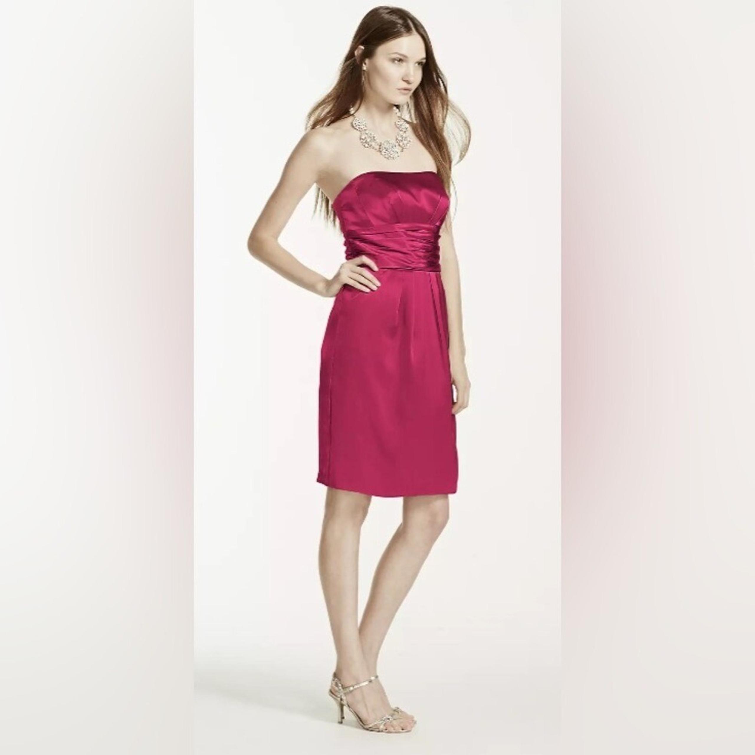 David's Bridal Watermelon Charmeuse Strapless Cocktail Formal Evening Dress 6