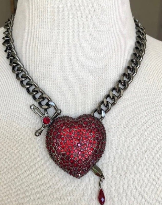 Betsey Johnson Heart Dagger Crystal necklace