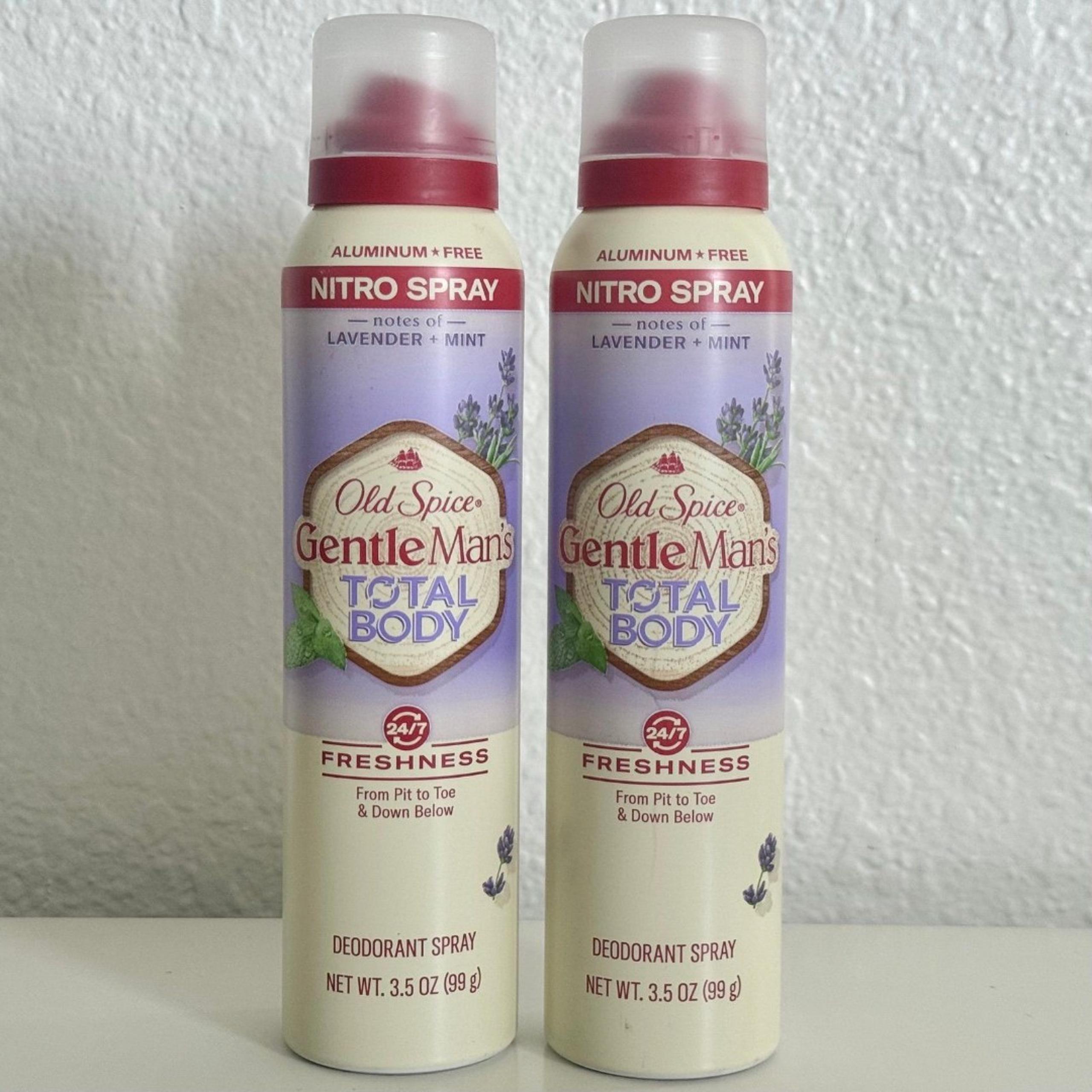 Set of 2 Old Spice GentleMan's Blend Total Body Deodorant Spray Lavender + Mint