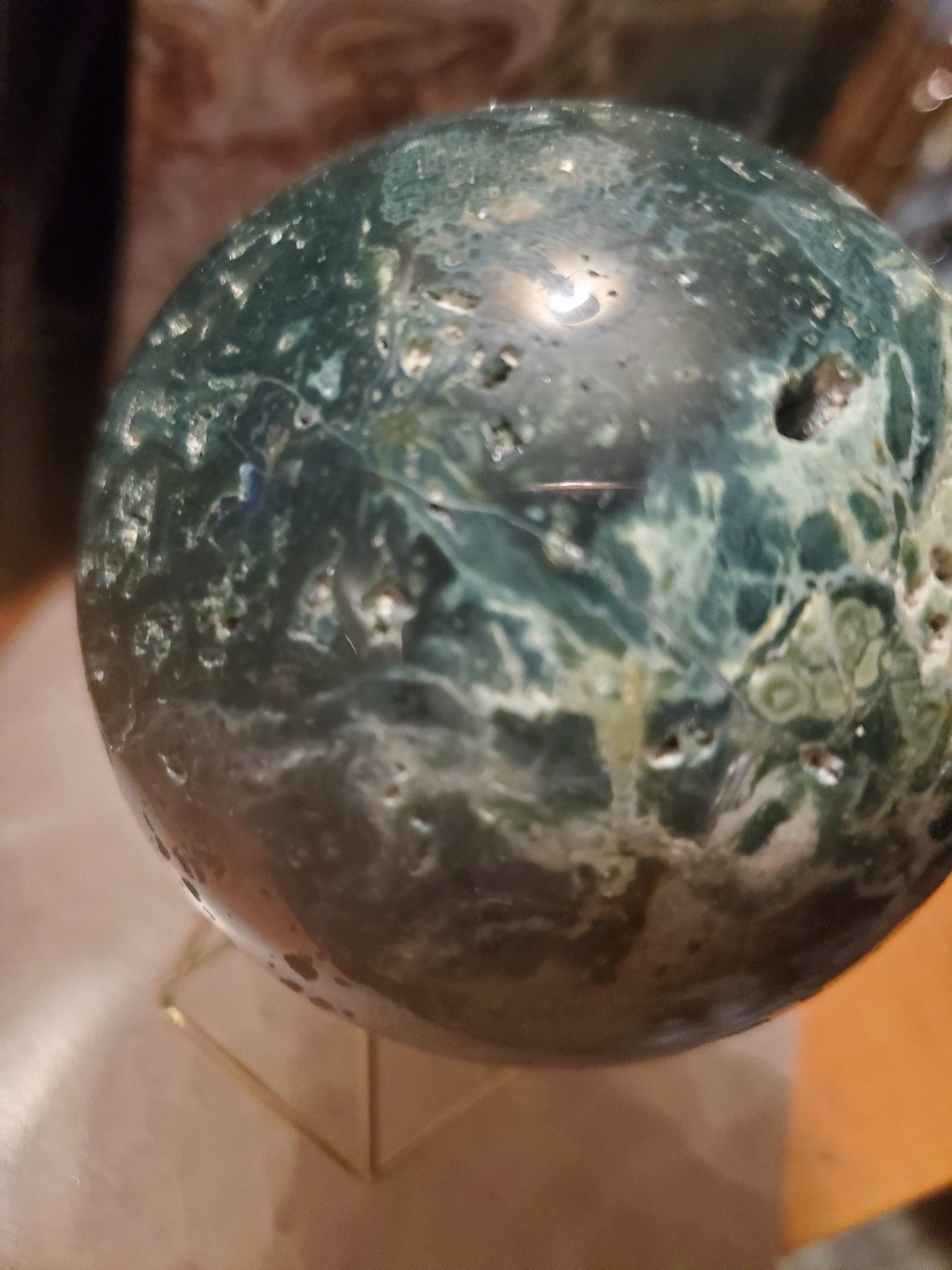 Moss Agate Crystal Ball Gemstone Sphere with Stand Bundle lot