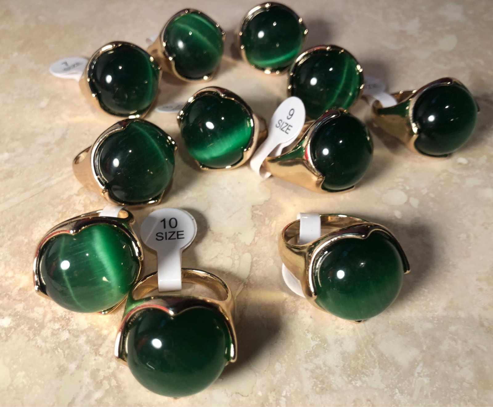 One piece New Natural Green Opal Ring For Women or men Fashion Gold Color Hemisp