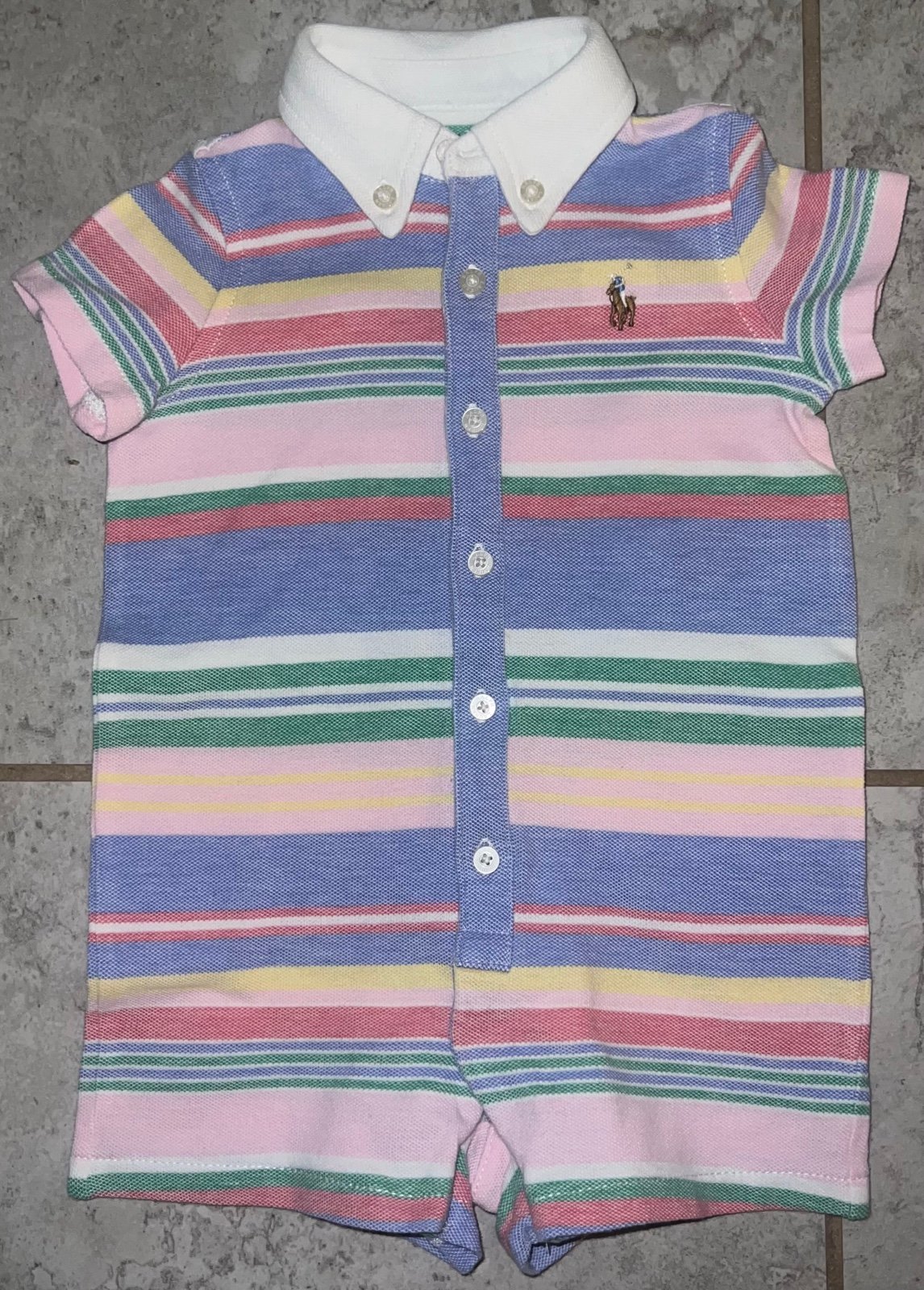 Ralph Lauren Boy’s Striped Oxford Bodysuit Romper
