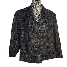HALOGEN Plus Size 16W Wool Blend Tweed Moto Jacket 2 button zippered pockets