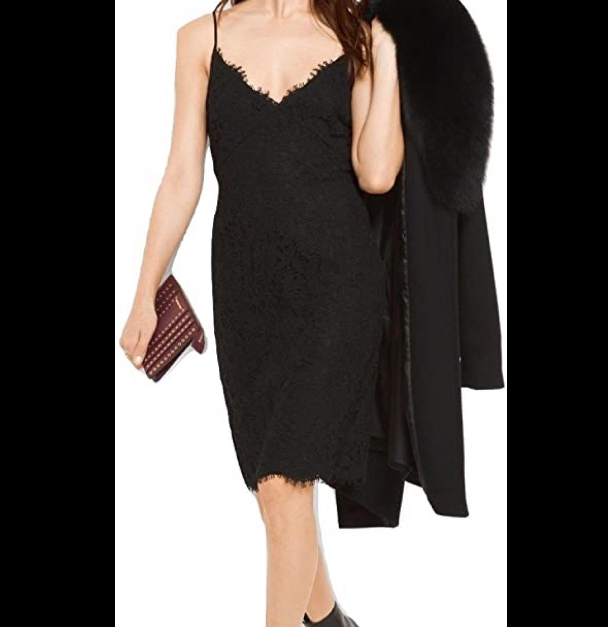 Michael Kors Women's Scalloped Lace Slip Dress Lined Spaghetti