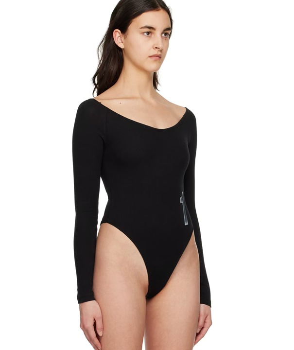 OPEN YY Ribbon Tie Bodysuit in Black | Lyst UK