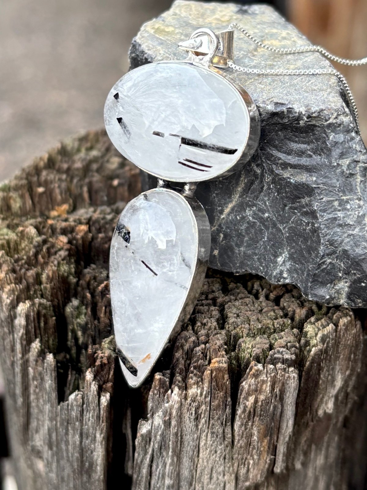 Black Tourmaline and n Quartz Necklace