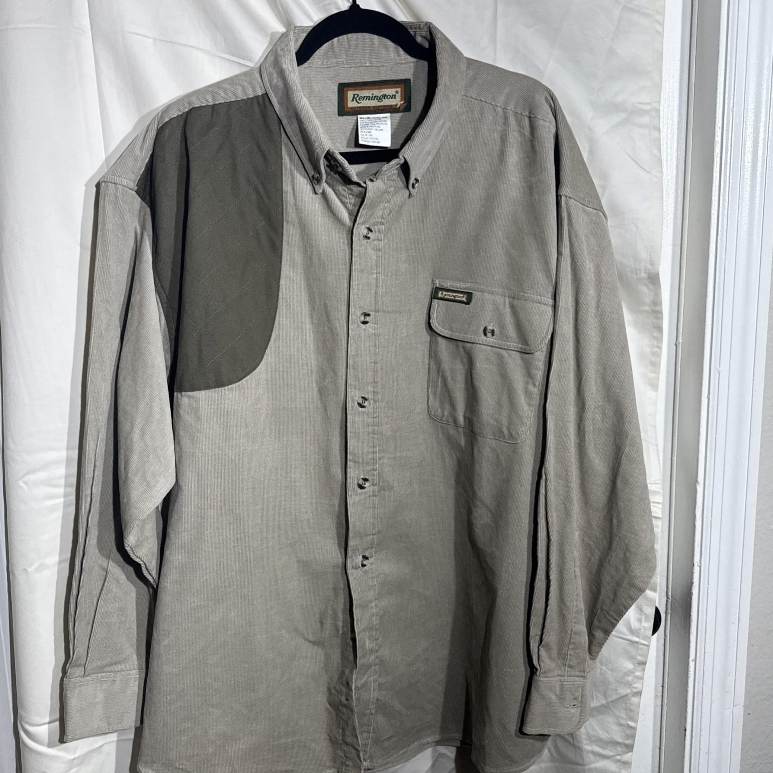 Remington Mens 2XL  Tan Corduroy Padded Shoulder Hunting Shooting Shirt