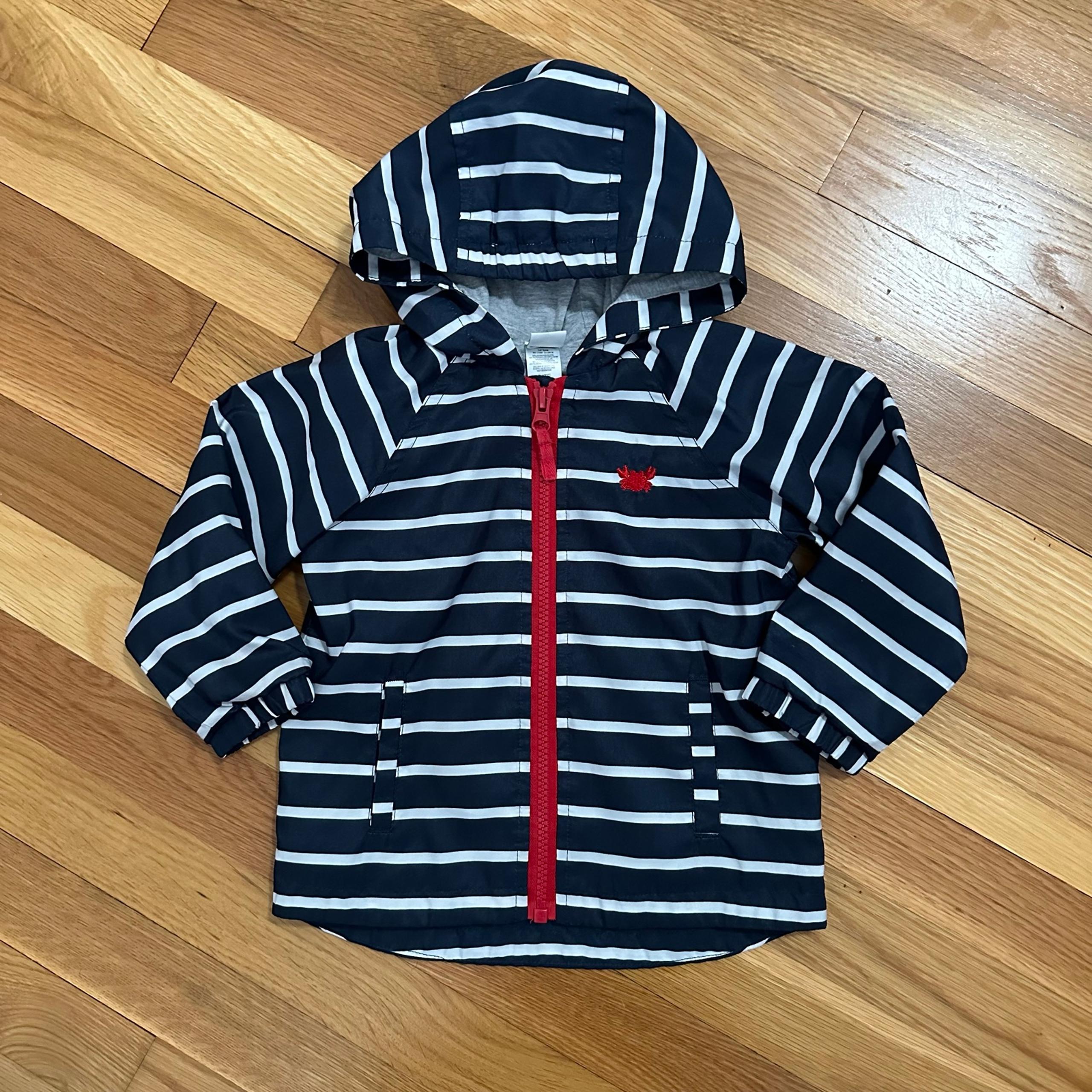 Little Me Kids size 24 months 2T Lined Windbreaker Rain Jacket Stripes