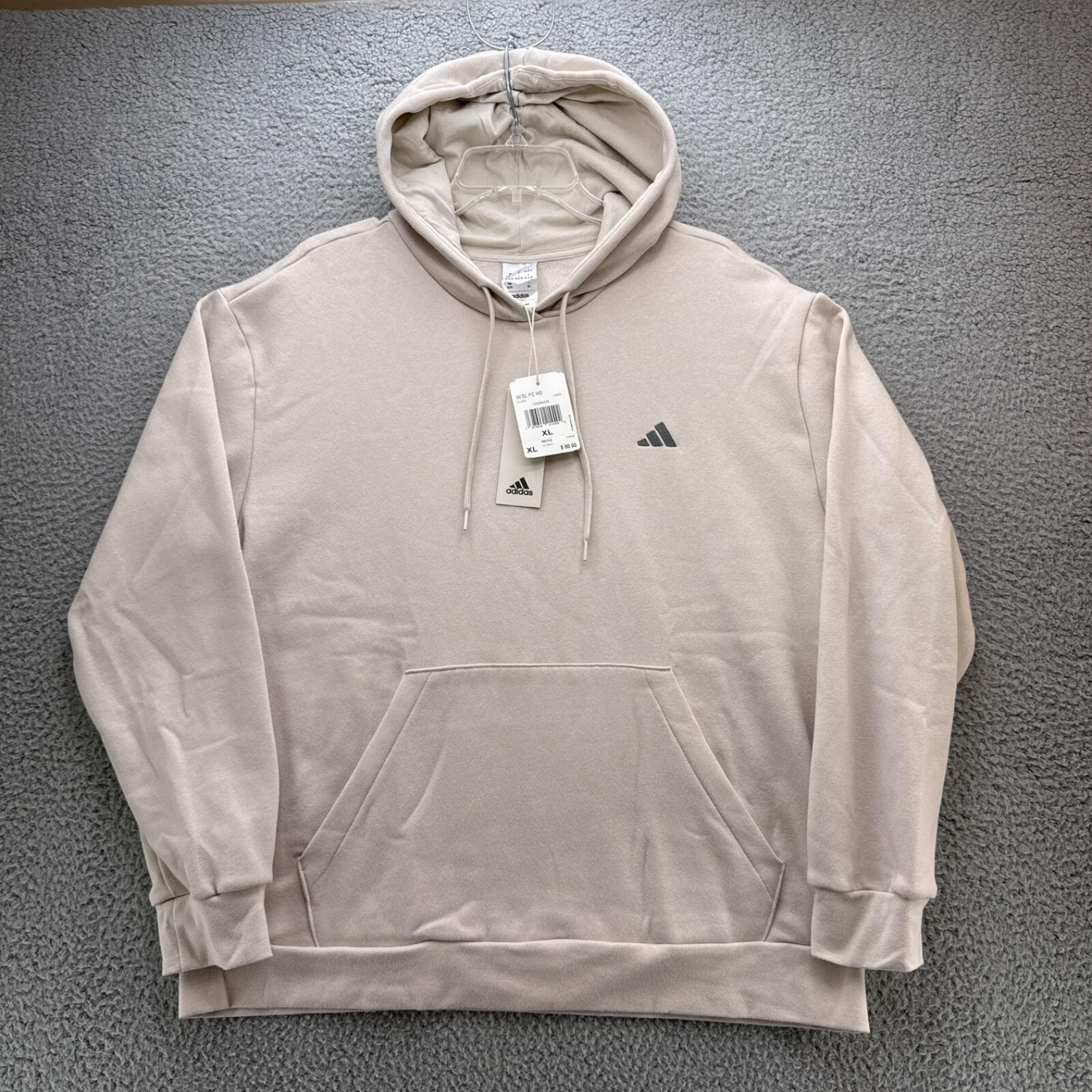 Adidas Hoodie Women's Size XL Light Beige Tan Pullover Logo Sweatshirt Sweater