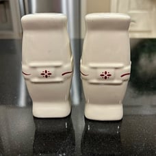Longaberger Traditional Red Tall Soft Square Salt and Pepper Shakers