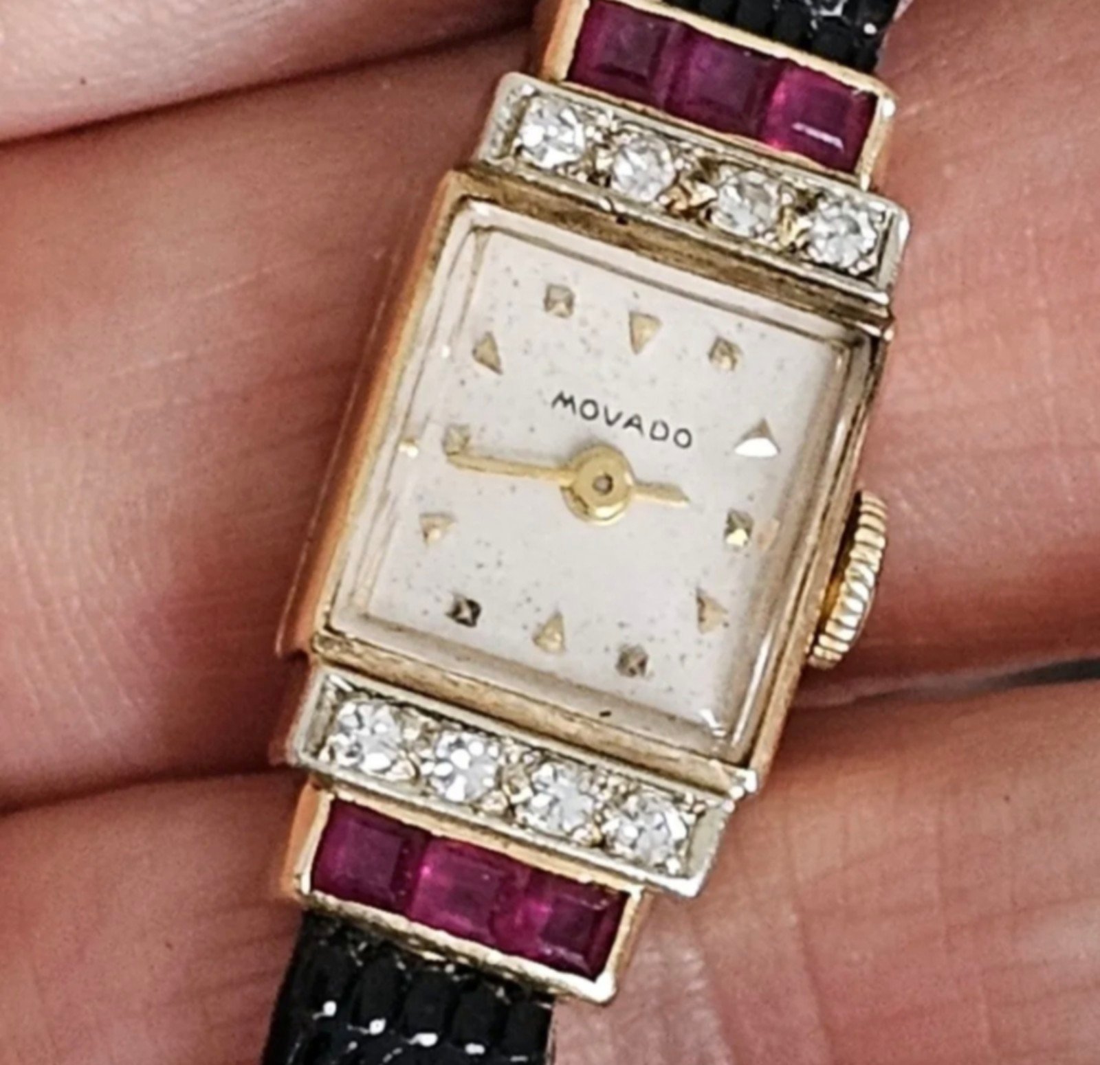 Movado Watch Gold Womens Diamond and Ruby