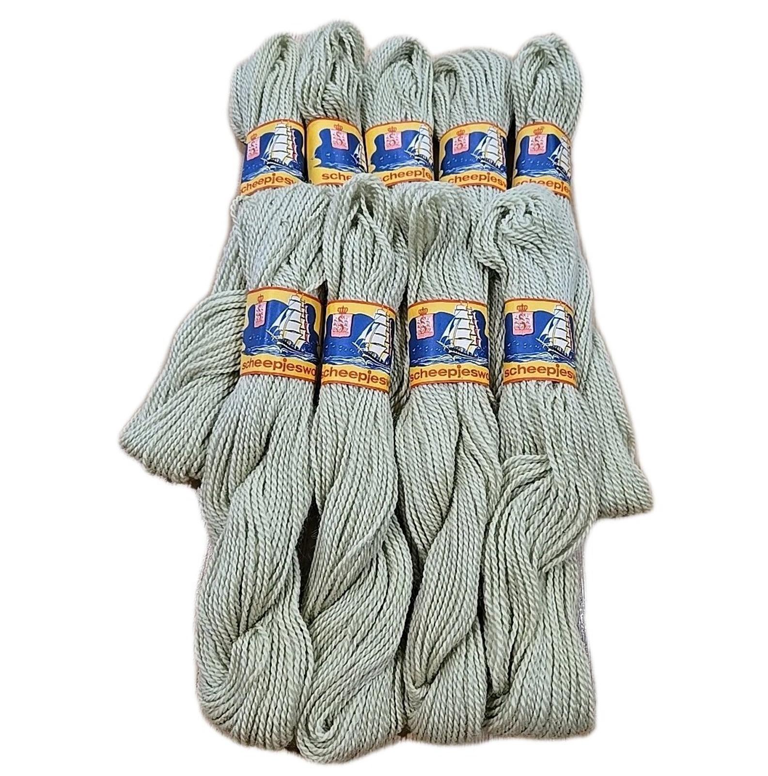 Scheepjeswol Yarn Destash Lot of 9 Hanks 50 gm ea Virgin Wool Light Green