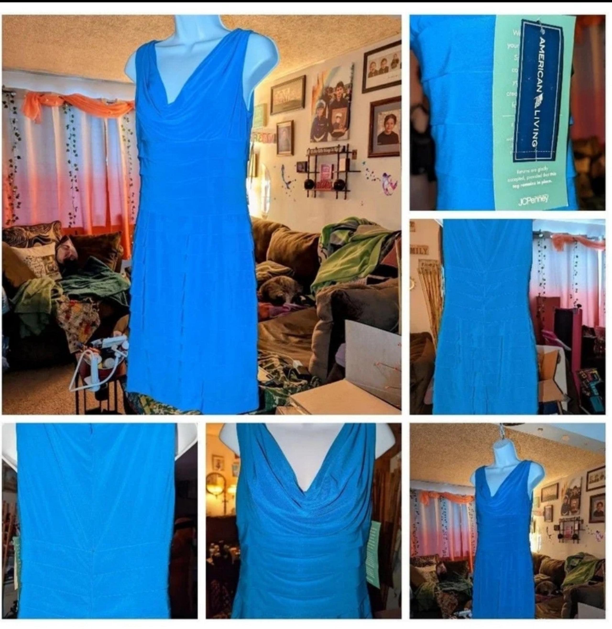 "American Living Dress" Blue Drape Midi knee length Dress. Brand New!