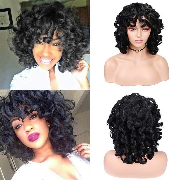 Black Bob Loose Curl Wig 1B Natural