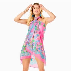 LILLY PULITZER PAREO HAVANA PINK CASA JAGUAR SARONG COVER UP NWT