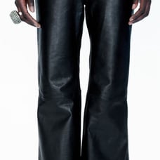 Leather pants with flared leg