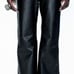 Leather pants with flared leg