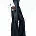Leather pants with flared leg