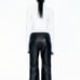 Leather pants with flared leg