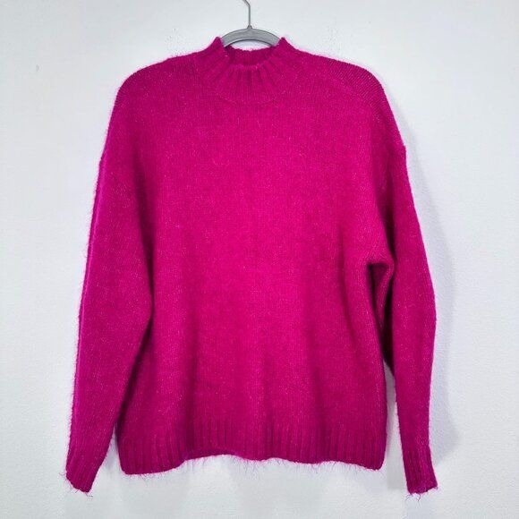 Pistola Revolve Bright Pink Mockneck Longline Oversized Baggy Sweater Vibrant XS