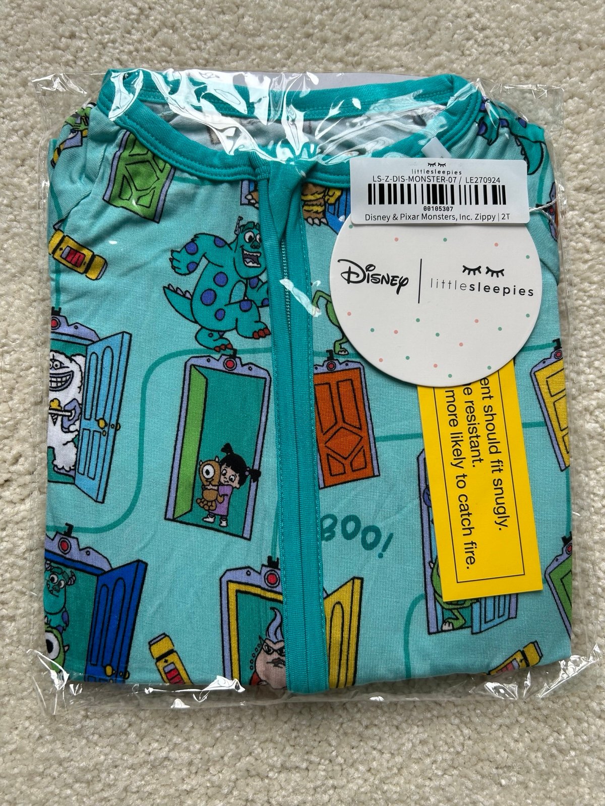 Little Sleepies Monsters Inc 2T Zippy