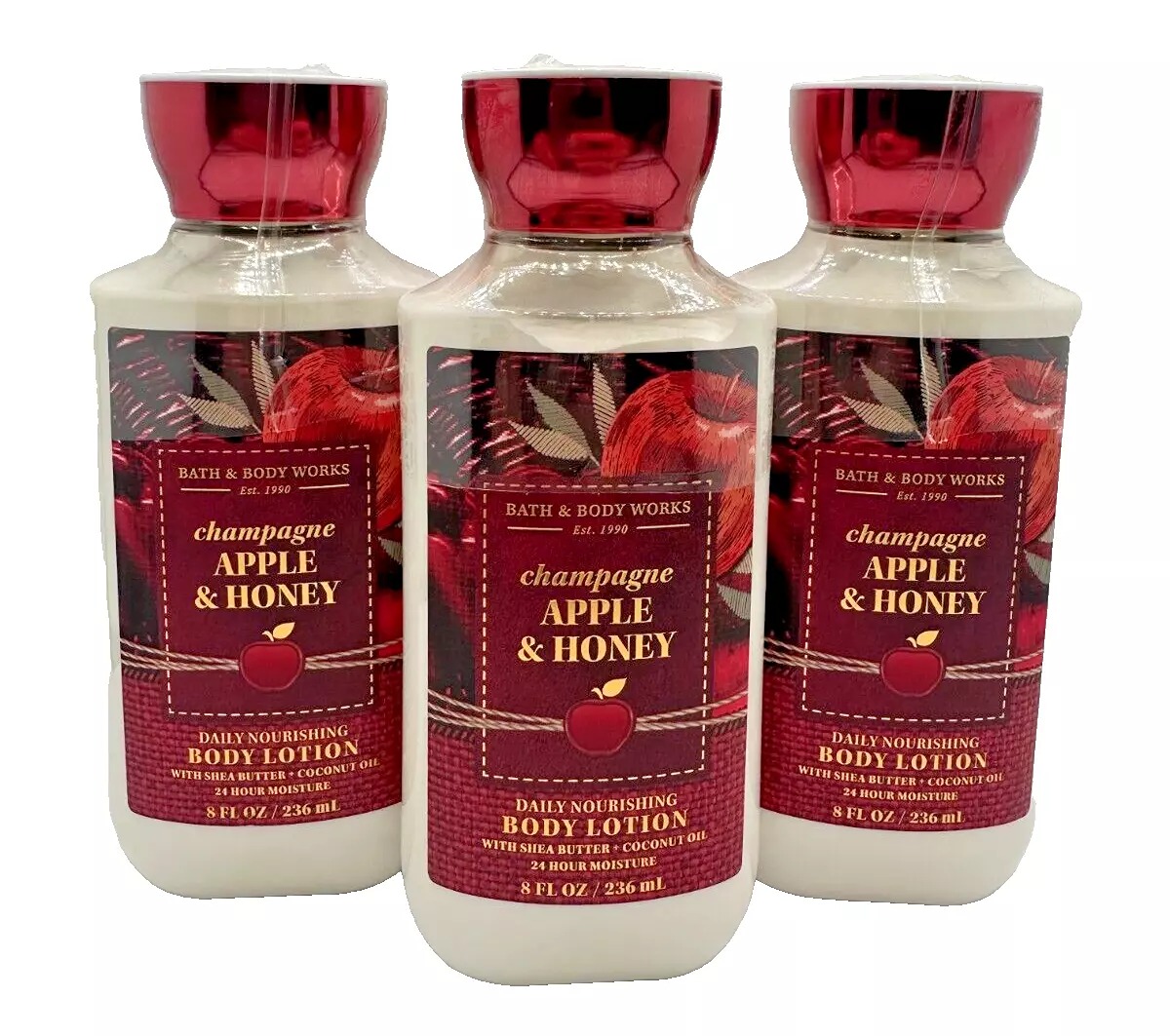 Bath & Body Works LOT 3 Champagne Apple & Honey Daily Body Lotion Cream 8 oz New