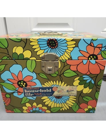 Vintage 1970s Ballonoff Porta-File In Flower Power Print