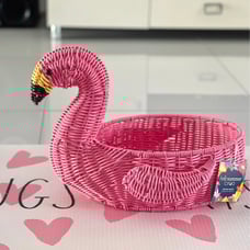 Ciroa Pink Flamingo Wicker Serving Basket