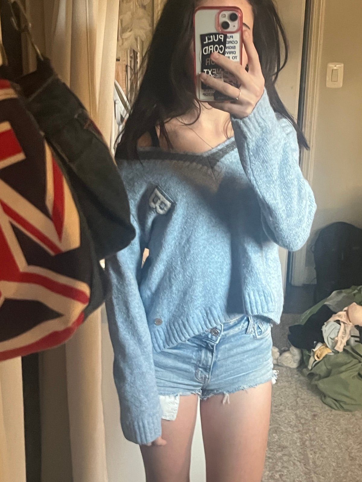 blue sweater
