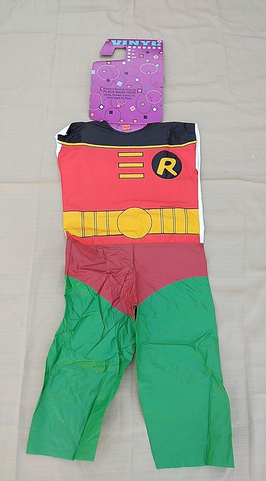 Vintage 1990s Vinyl Child Costume NO MASK DC Comics Robin Small **BRAND NEW **
