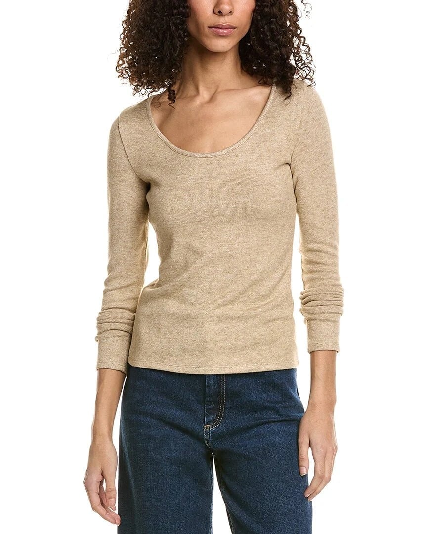 Vince Womens Size Medium Brown Open Scoop Neck Long Sleeve Pullover Top NWT 165