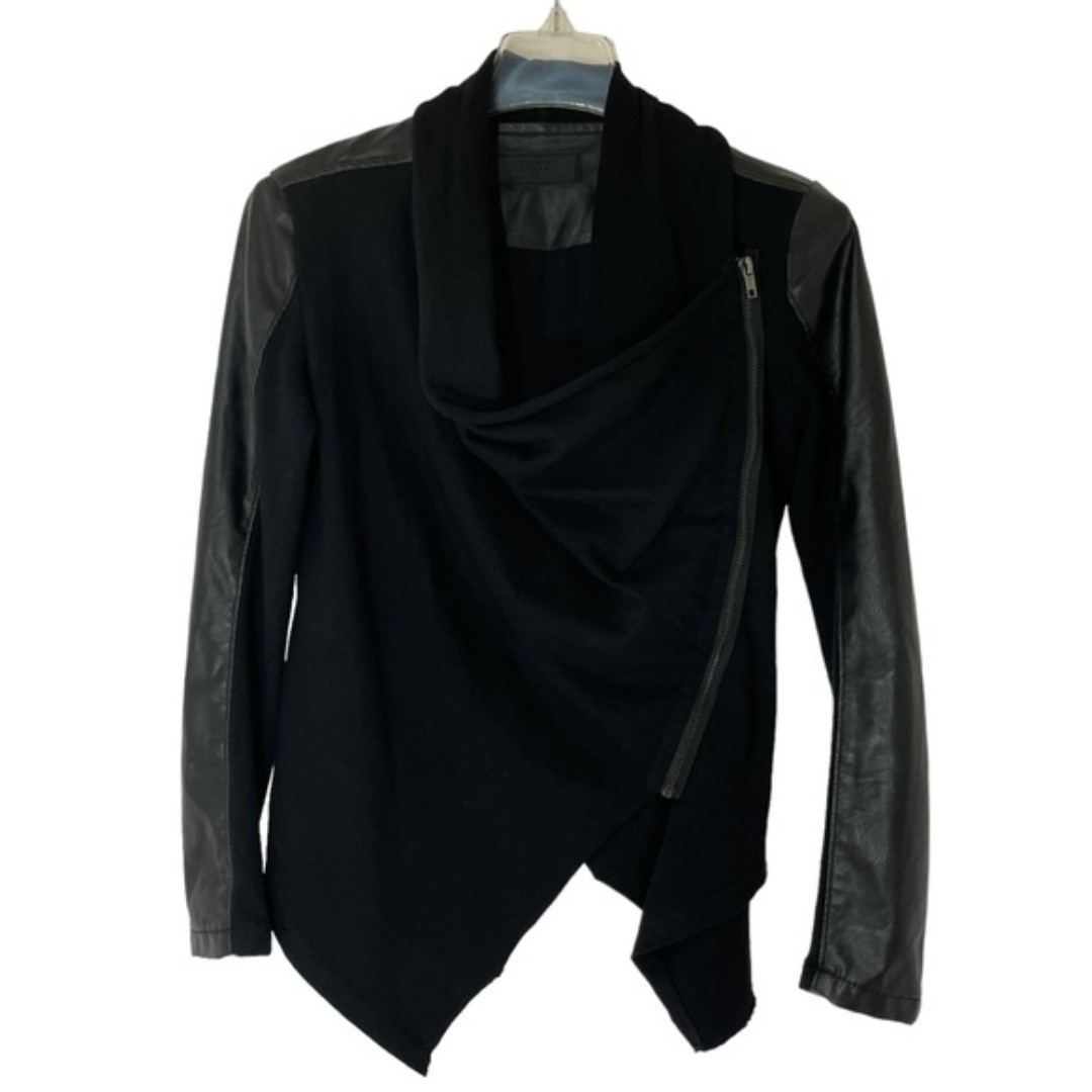 BlankNYC Black Moto Style Sweater Jacket Faux Leather