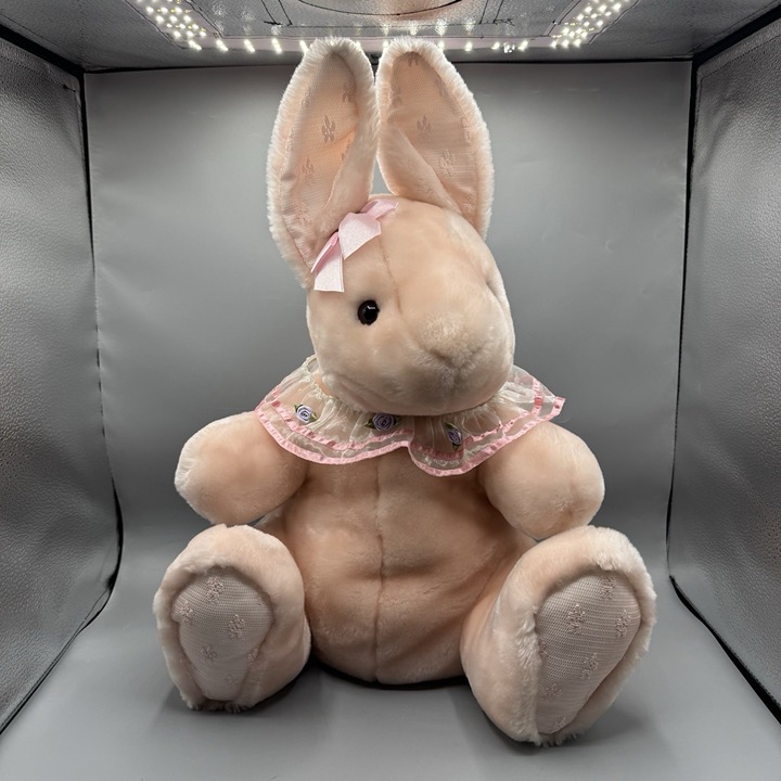 JC Penney Vintage Large Pink Bunny Rabbit Plush 22" Stuffed Animal Korea