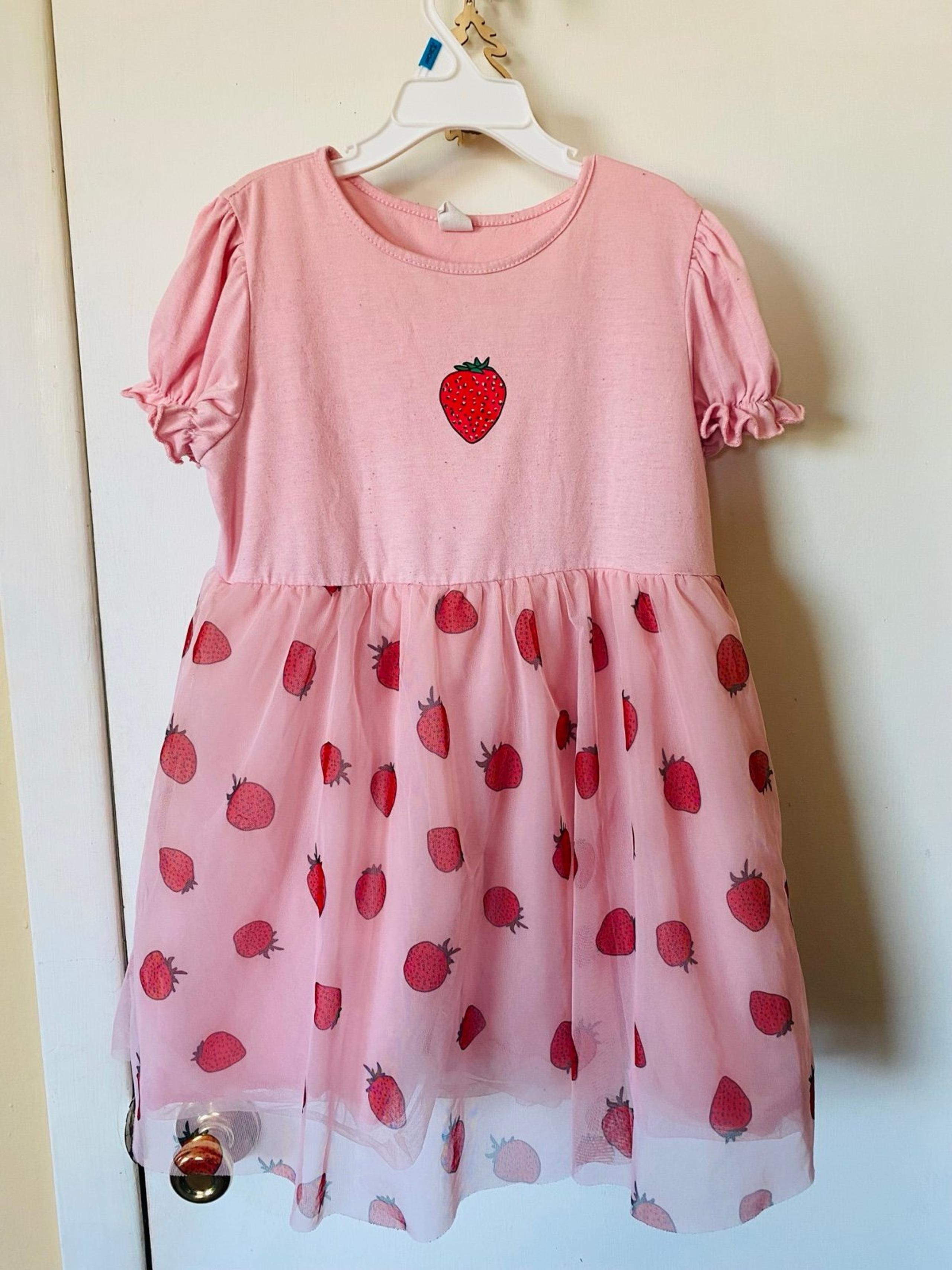 Girls Size 8-10 Strawberry Pink Dress Kawaii Cute Frilly Tulle