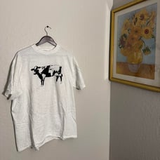 Vintage 1990 white and black cow shirt XL