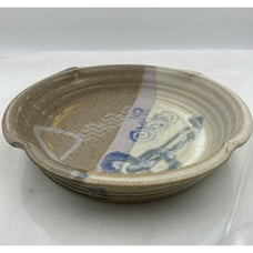 VTG STUDIO Pottery ARTISAN Stoneware Pie Plate Pan 10” Hand Painted Signed