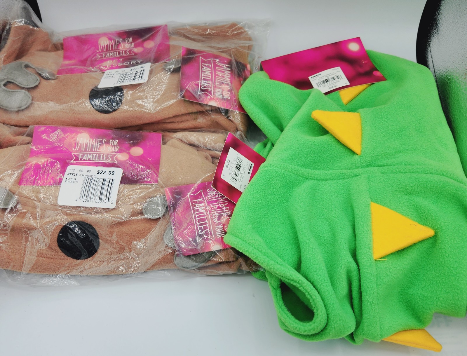 Bundle of 3 pet costumes 2 reindeer 1 dinosaur jammies for your families