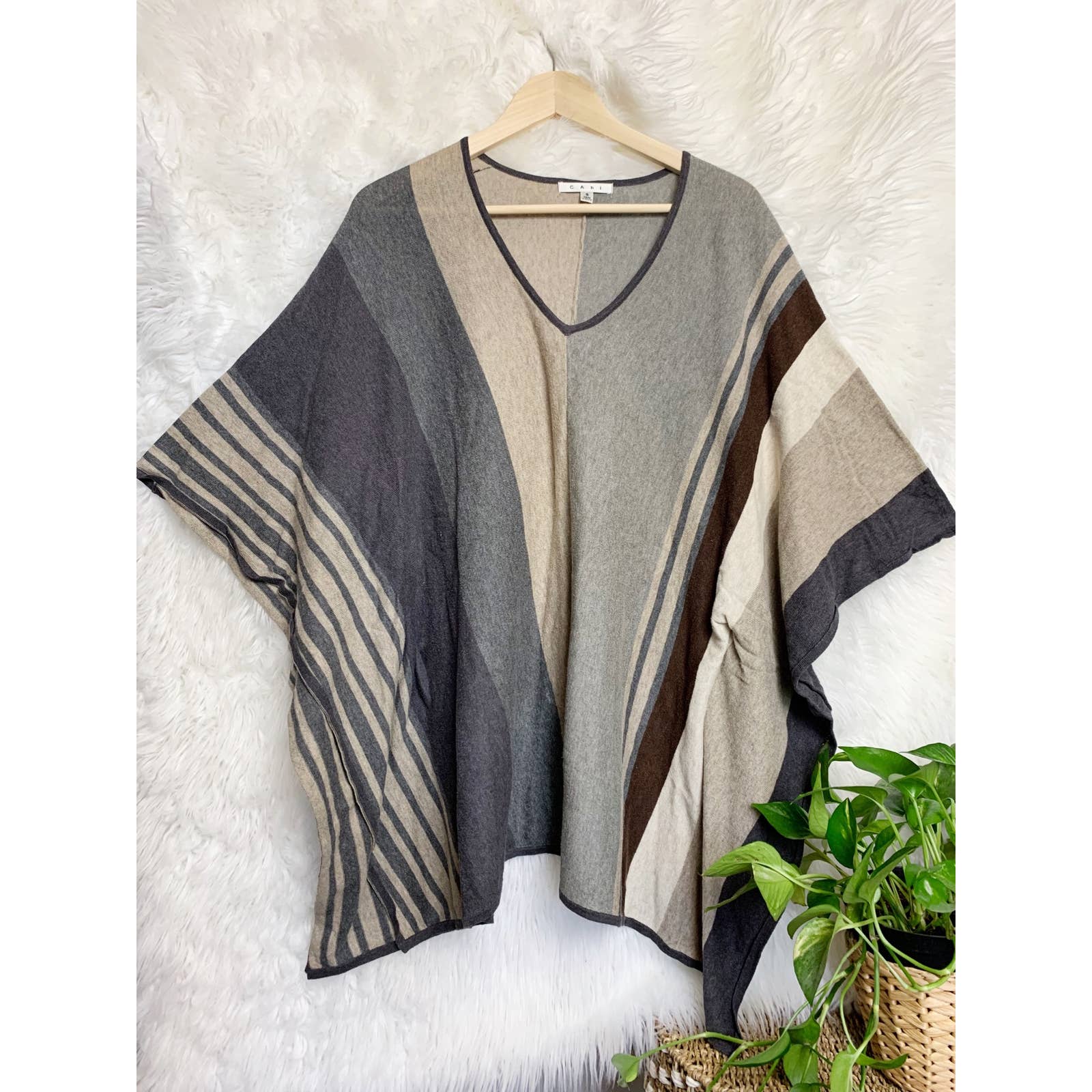CAbi Brown Tan Horizon Poncho Style 909