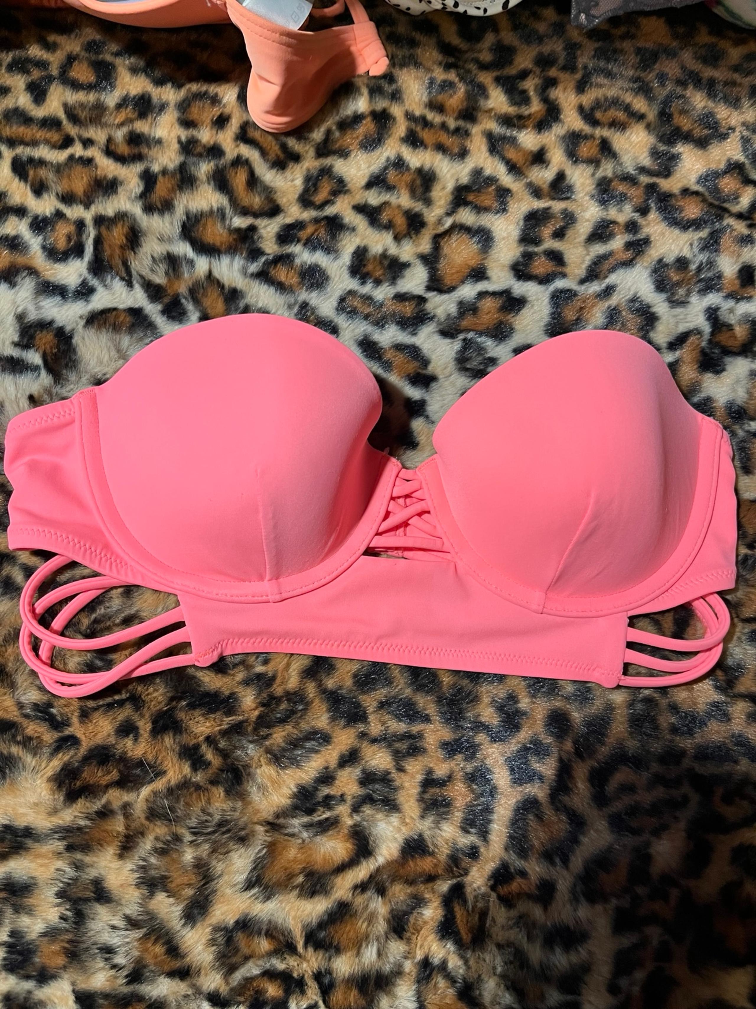 34b Victoria secret strapless coral swim bikini bathing suit top