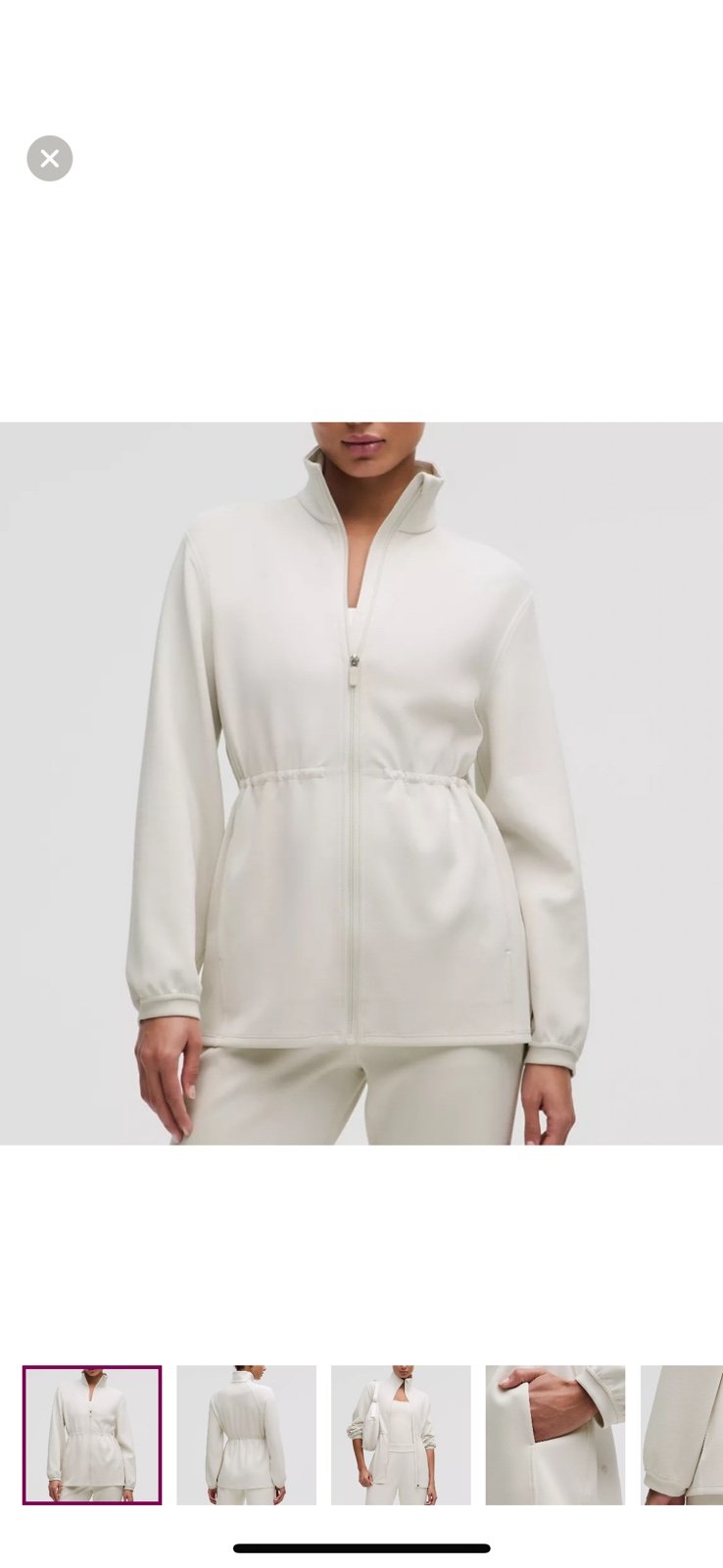 Lululemon White Softstreme Cinch Waist Full Zip Jacket Sz Small