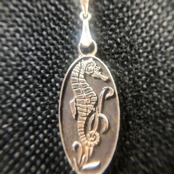 Necklace, Sterling Silver Sea Horse Pendant, 18” NEW, Made in USA, Handmade