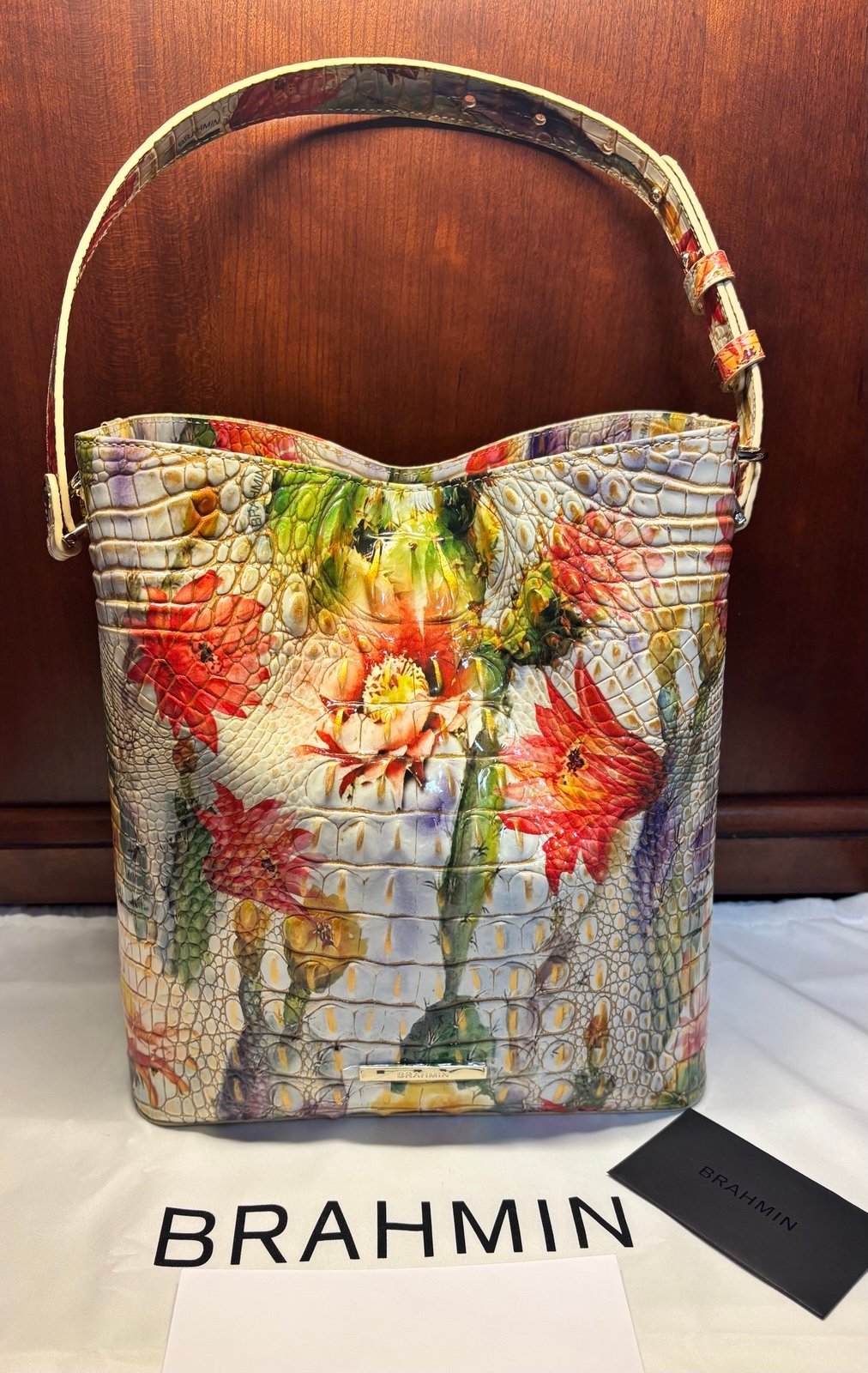 Brahmin Celina Succulent Bloom Bucket Leather Bag