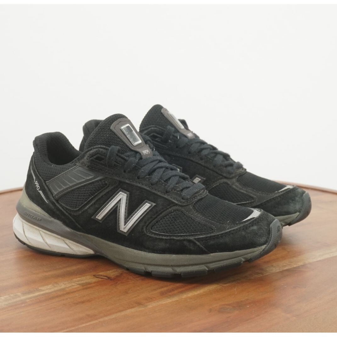 New Balance Womens 990V5 Sneakers Shoes Black Mesh Suede Made in USA Size 7.5B