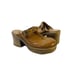 Vintage Womens 9.5 Distressed Leather Platform Clogs Brown