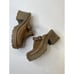 Vintage Womens 9.5 Distressed Leather Platform Clogs Brown