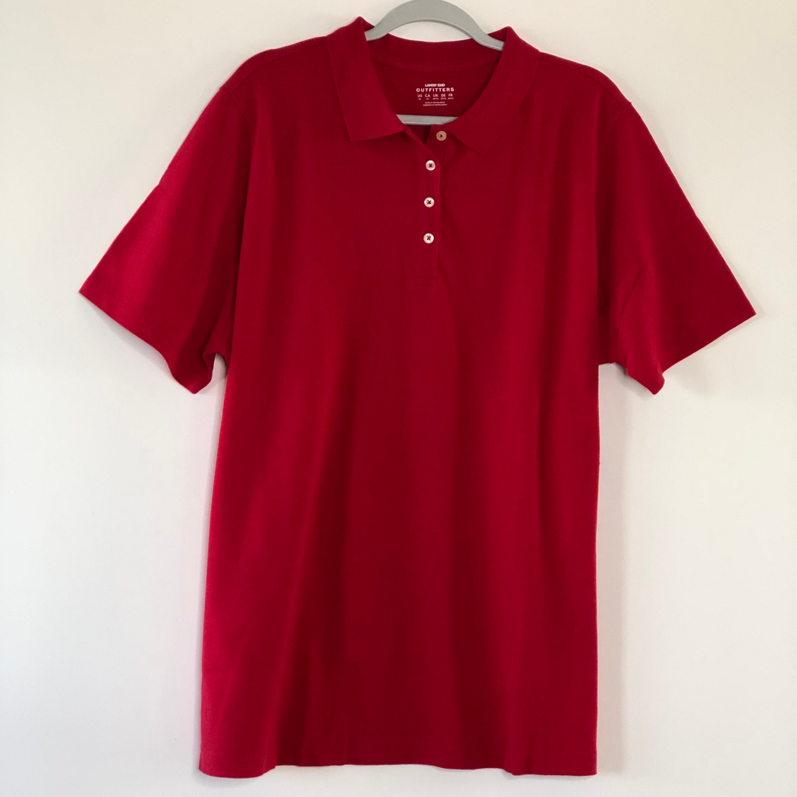 Lands End 2X Womens Polo Shirt Red Short Sleeve 100% Cotton NEW