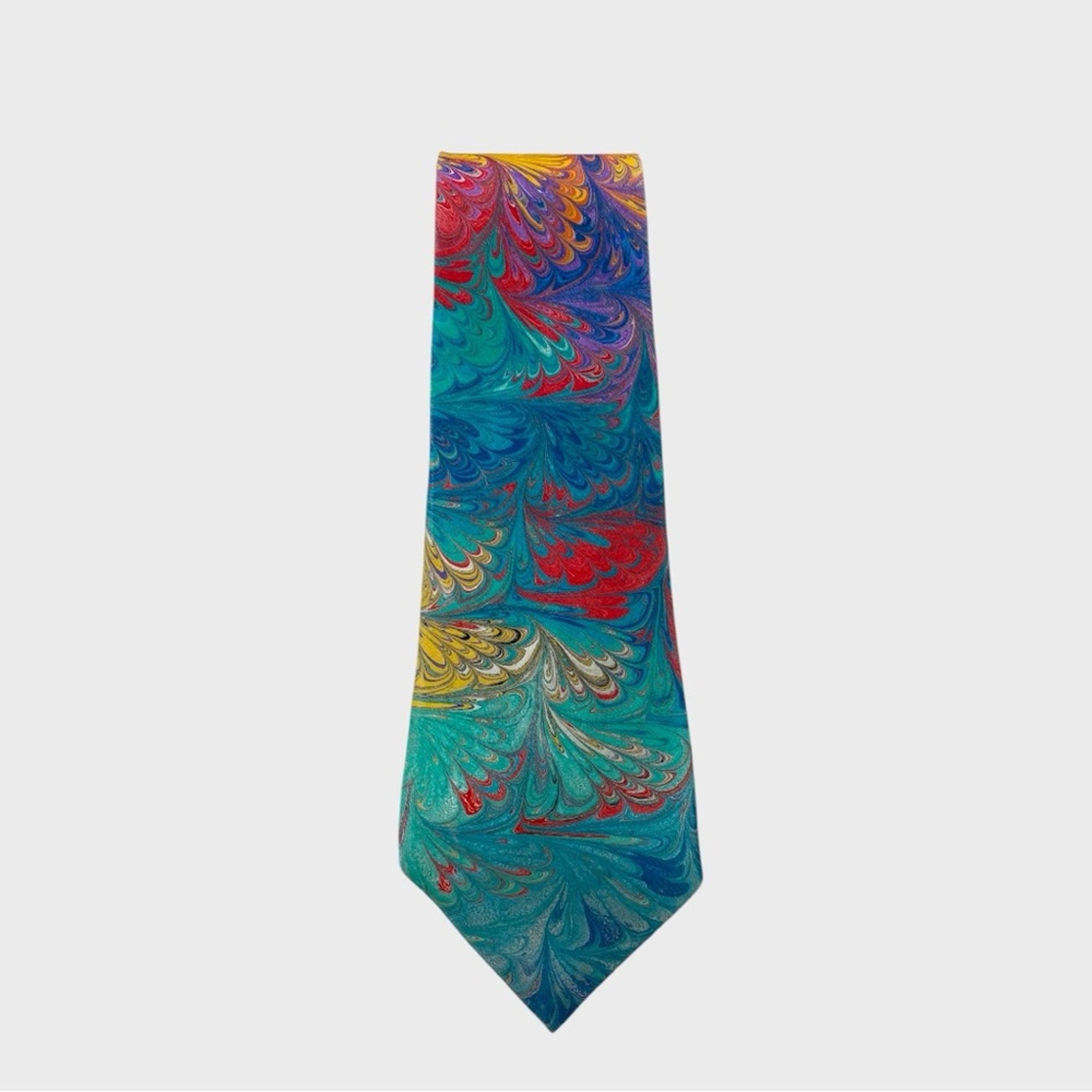 Michael Kensinger Multicolor Abstract Hand Marbled Silk Tie