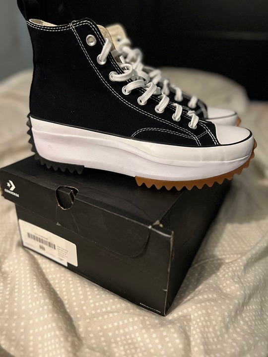 Converse Run Star Hike Hi Canvas Platform Sneakers in Black Sz 11 W 9.5 M Unisex