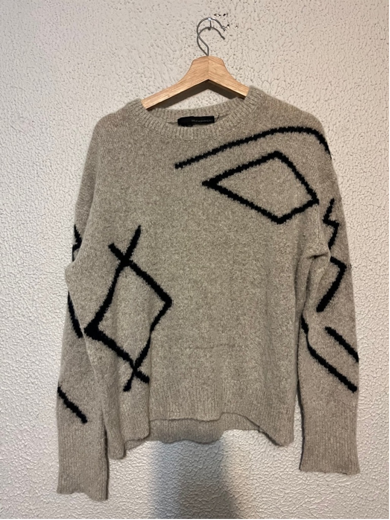 Women’s 360 Cashmere Beige Pure Cashmere Abstract Pullover Sweater Size Small